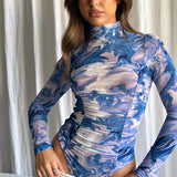Soul Turtleneck Bodysuit Swirl Blue