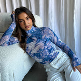 Soul Turtleneck Bodysuit Swirl Blue