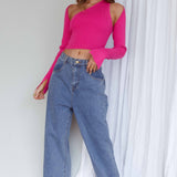 Holland One Shoulder Knit Top & Long Sleeve Shrug Pink