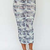 Blue Moons Ruched Midi Skirt Indigo Denim