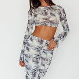 Blue Moons Ruched Midi Skirt Indigo Denim