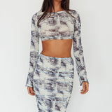 Blue Moons Ruched Midi Skirt Indigo Denim
