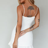 Sky Light Drawstring Bust Mini Dress Ivory