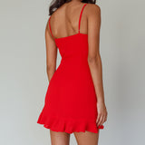 Sky Light Drawstring Bust Mini Dress Red