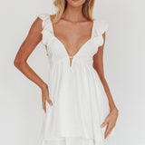 Siren Song Frill Strap Mini Dress White