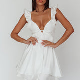 Siren Song Frill Strap Mini Dress White