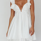 Siren Song Frill Strap Mini Dress White