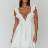Siren Song Frill Strap Mini Dress White