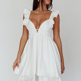 Siren Song Frill Strap Mini Dress White