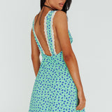 Vigo Lace Trim Sundress Floral Kelly Green