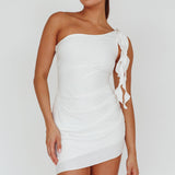 For The Fame One Shoulder Mini Dress White