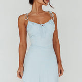 Heavenly Feels Tied Shoulder Mini Dress Chambray