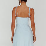 Heavenly Feels Tied Shoulder Mini Dress Chambray