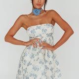 Vitoria Strapless Babydoll Dress Floral Blue