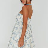 Vitoria Strapless Babydoll Dress Floral Blue