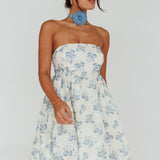 Vitoria Strapless Babydoll Dress Floral Blue