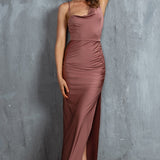 Florentina Thigh Split Maxi Dress Rose Gold