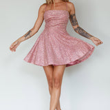 Into The Night Tied Back Sequin Dress Mauve
