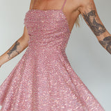 Into The Night Tied Back Sequin Dress Mauve