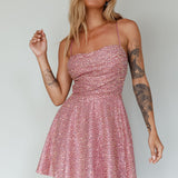 Into The Night Tied Back Sequin Dress Mauve