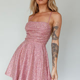 Into The Night Tied Back Sequin Dress Mauve