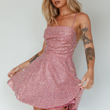 Into The Night Tied Back Sequin Dress Mauve