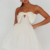 Arabesque Bow Bust Mini Dress Champagne
