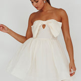Arabesque Bow Bust Mini Dress Champagne