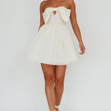 Arabesque Bow Bust Mini Dress Champagne