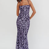Someone New Sequin Maxi Dress Lavender/Navy