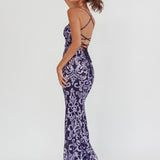 Someone New Sequin Maxi Dress Lavender/Navy