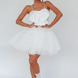 True Wish Bow Tulle Mini Dress White