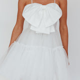 True Wish Bow Tulle Mini Dress White