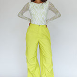 Break Dance Wide Leg Drawstring Pants Lime