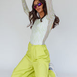Break Dance Wide Leg Drawstring Pants Lime