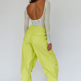Break Dance Wide Leg Drawstring Pants Lime