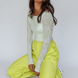 Break Dance Wide Leg Drawstring Pants Lime