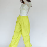 Break Dance Wide Leg Drawstring Pants Lime
