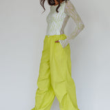 Break Dance Wide Leg Drawstring Pants Lime