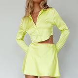 Kari Satin Mini Skirt Lime