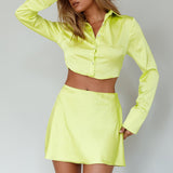 Kari Satin Mini Skirt Lime