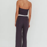 Lilija Pinstripe Double Waistband Wide-Leg Pants Navy