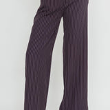 Lilija Pinstripe Double Waistband Wide-Leg Pants Navy