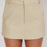 Rhian Pinstripe Double Waistband Skort Beige White