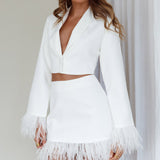 So In Love Feather Mini Skirt White
