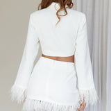 So In Love Feather Mini Skirt White