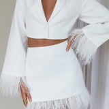 So In Love Feather Mini Skirt White