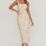 Persia Bodycon Midi Dress Pink Multi