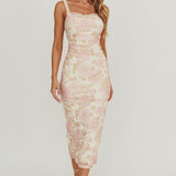 Persia Bodycon Midi Dress Pink Multi
