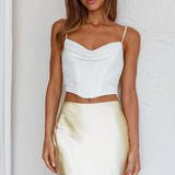 One More Time Cowl Crop Top Ivory